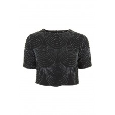 Lace & Beads Opal Black Top
