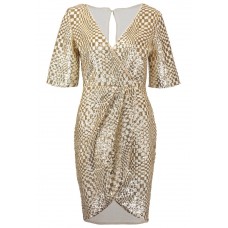 Tfnc Gin Square Gold Sequin Dress