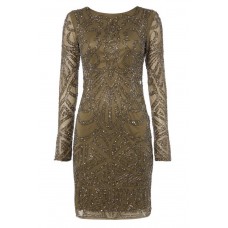 Lace & Beads Brooklyn Khaki Embellished Dress