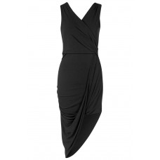 Walg Drape Midi Black Dress