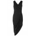 Walg Drape Midi Black Dress