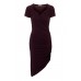 Walg Rushed Midi Wine Dress
