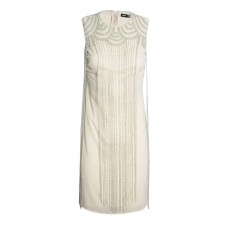 Lace & Beads Taylor Fringe Beige Embellished Dress
