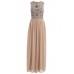 Lace & Beads Paula Taupe Maxi Dress