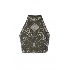 Lace & Beads Paula Khaki Top