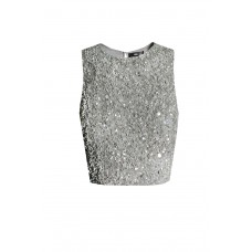 Lace & Beads Picasso Grey Sequin Top