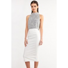 Lace & Beads Pearl Grey Top