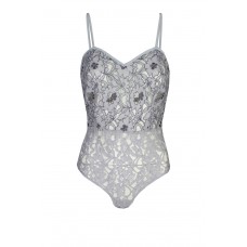 Lace & Beads Leighannna Grey Bodysuit