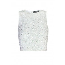 Lace & Beads Picasso White Sequin Top
