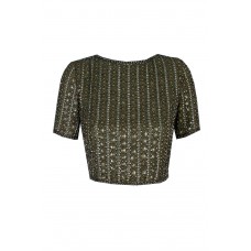 Lace & Beads Letty Khaki Top