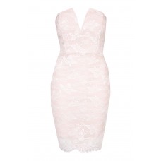 Walg Lace Bandeau Plunge Pink Dress