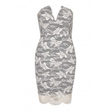 Walg Lace Bandeau Plunge Black Dress