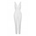 Walg Deep V White Jumpsuit