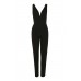 Walg Deep V Black Jumpsuit