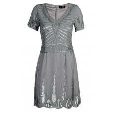 Lace & Beads Stacey Grey Embellished Dress