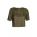 Lace & Beads Opal Khaki Open Back Top