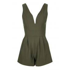Walg Deep V Khaki Playsuit