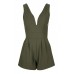 Walg Deep V Khaki Playsuit