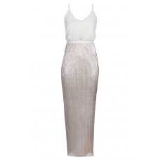 Tfnc Annie Metallic Silver Maxi Dress