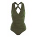 Walg Ruched V-neck Khaki Body