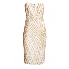 Tfnc Halo Sequin Cream Midi Dress