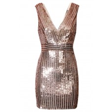 Tfnc Oliva Rose Gold Sequin Dress