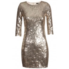Tfnc Paris Scallop Gold Sequin Dress
