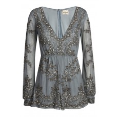 Lace & Beads Esme Grey Playsuit